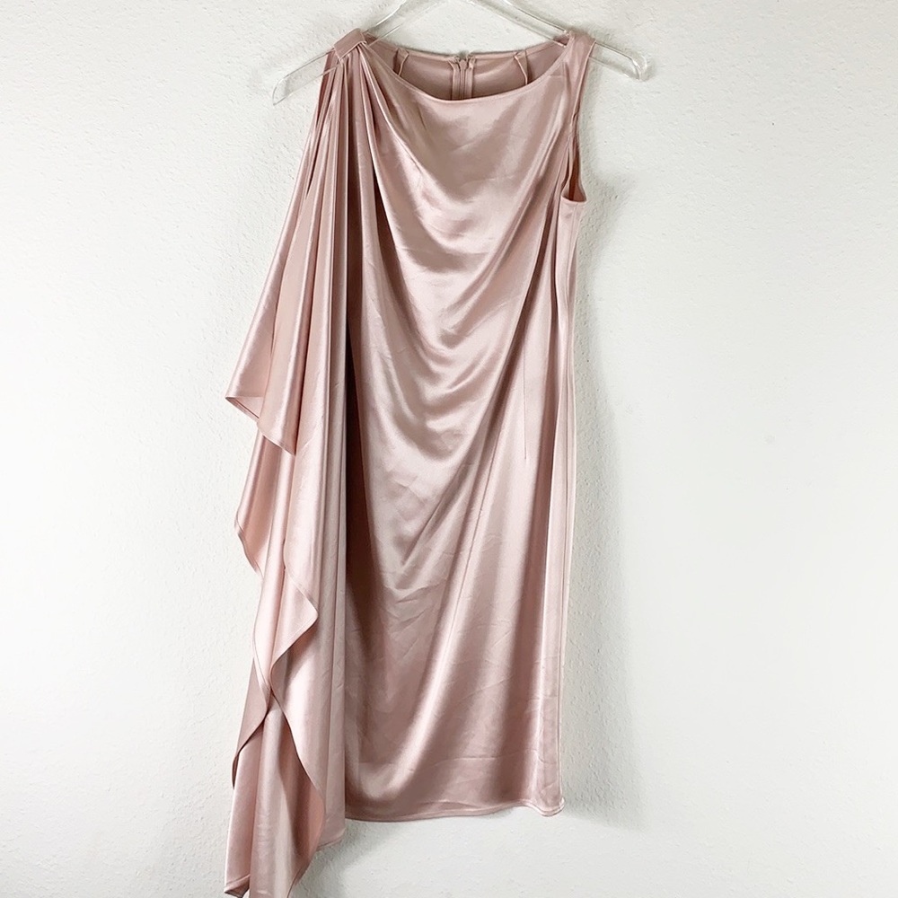St. John Pink Silk Side Drape Cocktail Dress 2